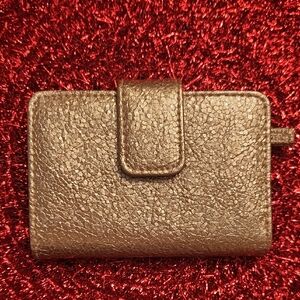 Elegant Gold Textured Wallet Small Cute Sparkle Money And Cards Case Organizer